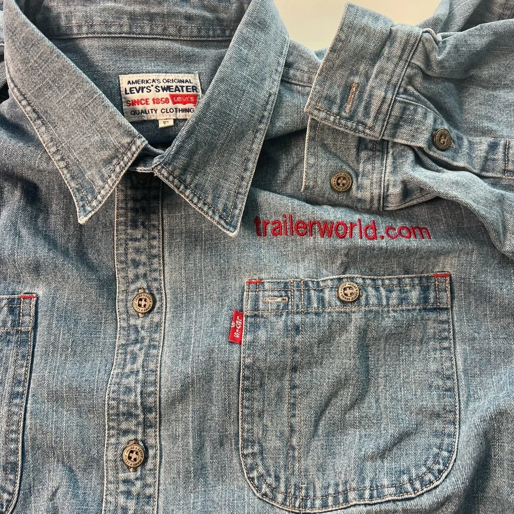 VTG Levis Men's Shirt Big E Sz XL Blue Cotton Heavy Denim Tag - Levi's Sweater